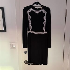 NWT XS Tory Burch “Maci” Black Dress with Silver Detailing